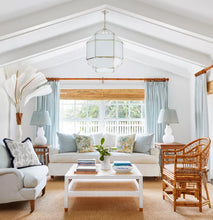 Schumacher White or Light Blue Linen Modern Curtains Panels