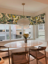 Custom-made by katemarcellahome roman shade in high-end, Schumacher Citrus Garden linen fabric by one of our professional craftsmen. This archival Josef Frank print, created in 1947, bears the signature whimsy, color and personality for which the designer is known.
