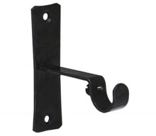 Add rustic richness to any décor from metro to mountainside with this 3/4" forged iron return brackets or textured wood brackets. This collection offers an exceptional combination of forged iron, leather and dark textured wood which can be harmoniously mixed for a warm, layered look. Simplistic styling and rich materials are spot on, making this a natural collection to consider when designing a cabin or mountainside look for you home or project.