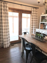 Farmhouse Tan Buffalo Check Curtains  Modern Farmhouse Curtains Custom made Custom-made drapery modern farmhouse in designer buffalo check plaid linen beautiful tan buffalo check pattern from the U.S.  Linen drapes