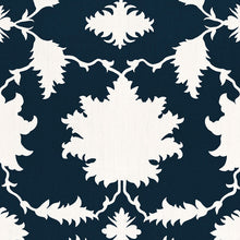 Schumacher Linen Curtains Garden of Persia Design Navy & White Drapes Custom-made drapery in high-end, Schumacher Garden of Persia linen fabric by one of our professional craftsmen. Inspired by an antique Persian carpet, this dramatically scaled, graphic print features silhouettes of flowers and leaves.