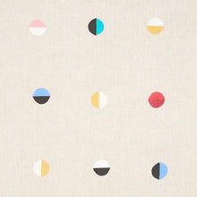 Custom-made drapery in high-end, Schumacher Joshua Tree fabric by one of our professional craftsmen in our custom workroom katemarcellahome. This fabric is designed by Caroline Z Hurley in her Brooklyn studio and block-printed in New Bedford, Massachusetts. Each shape is cut and individually stamped onto the linen by hand.