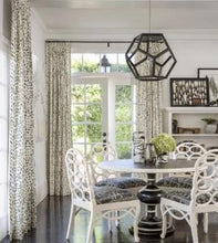 Custom-made drapery in high-end, Brunschwig & Fils Les Touches cotton fabric by one of our professional craftsmen. This 100% cotton animal print design is a perfect addition to your home. Also available in roman shades and furniture.
