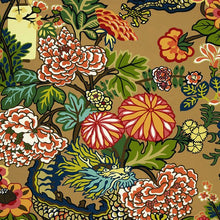 Custom-made drapery in high-end in Schumacher Chiang Mia Dragon an instant hit from the moment Schumacher introduced it, this is one of our best-loved designs.  Designer Asian Chinoiserie print extra wide extra long curtains created in our custom workroom katemarcellahome by one of our craftsman