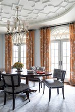 Schumacher Curtains Linen Mary McDonald Chinois Palais Drapes with Labyrinth Tape