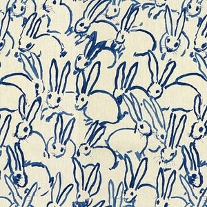 Hunt Slonem's Lee Jofa Groundworks Bunny Hutch Linen Pillow Navy Blue