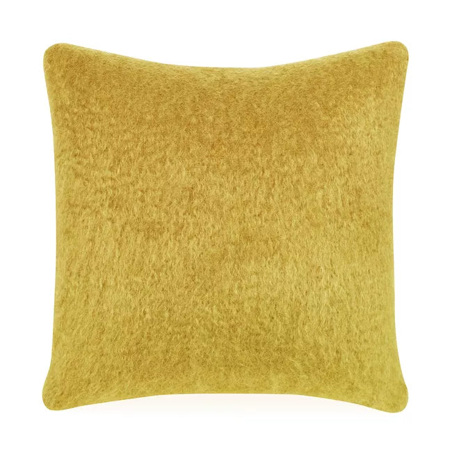 This mohair wool gold decorative pillow measures 20