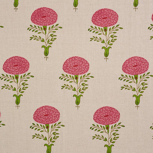 Schumacher Linen Valances Hand Block Print Marigold-Pink-Houragan Custom