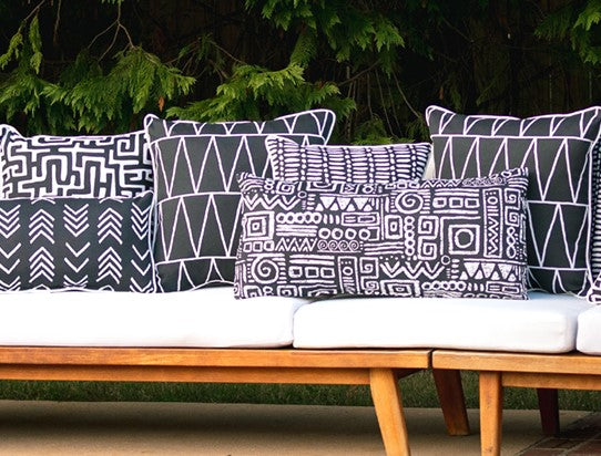 Indoor Outdoor Black White Modern Boho Accent Pillow Cover