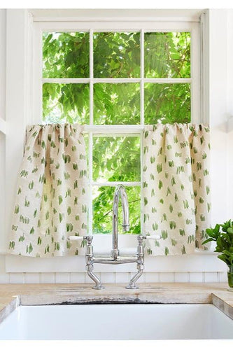 Custom-made curtains in high-end, designer Schumacher Meadow Button fabric created in our professional workroom katemarcellahome by one of our expert craftsman. Created in collaboration with Studio Bon and screen-printed by hand, Meadow Button is a loose, small-scale floral fabric with a charming painterly aesthetic. Swaying bunches of wildflowers are topped with hand-tied French knots to create a dreamy, three-dimensional, allover pattern that is perfection for a headboard, pillows, curtains.