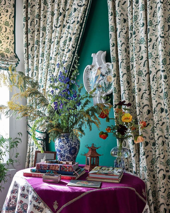 Designer Sister Parish Titania Curtains & Cafe Curtains Drapes Pink Blue Green