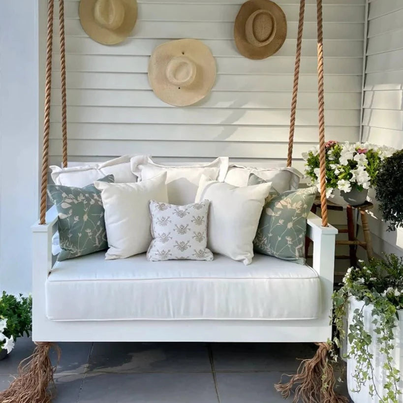 Sunbrella Outdoor Indoor front porch swing daybed or mattress cushion cover white citrus yellow or grey