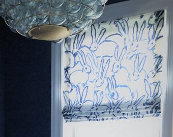 Hunt Slonem Groundworks Bunny Hutch Modern Faux Roman Valance Lee