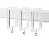 Beautiful and modern metal curtain rings 2-1/4" x 2-1/2" square rings. These rings can be used with our 1-1/2" square metal or lucite rods.  Make a statement with linear lines, translucent poles and brackets, rings and endcaps in your choice of polished nickel, brushed nickel, onyx or satin gold – a winning combination creating luxurious interiors for lucite/clear acrylic curtain rod. 