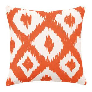 Featuring fabrics from the Lilly Pulitzer fabric collection Ikat design Orange, Blue, and Pink pillows. An 18" square indoor/outdoor accent pillow with invisible zipper and finished with a knife edge. Custom sizes available. The fabric is a solution dyed polyester, designed to be durable, water repellent, and stain resistant making it perfect for outdoor use. Made to order in the USA. Available with a Quick Dry Poly insert.