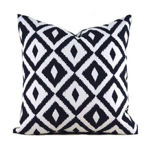 Indoor Outdoor Black & White Ikat Modern Accent Pillow Cover Designer Indoor Outdoor Black & White Ikat Pillow Modern Accent Pillow Cover featuring designer indoor outdoor fabric. The perfect pop of color!  This accent pillow is perfect for your outdoor swing or daybed!