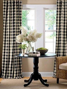 Farmhouse Black Buffalo Check Curtains Custom Width Extra long Modern Farmhouse Curtains Farmhouse Black Buffalo Check Curtains Custom Width Extra long Modern Farmhouse Curtains Custom-made drapery modern farmhouse in designer buffalo check plaid linen beautiful buffalo check pattern from the U.S.  Linen drapes created by one of our professional craftsman. 