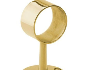 Brass Center 2-1/2" Round Curtain Bracket Lucite or Polished Brass Rods Center Bracket Beautiful and modern 2.5" center post in polished brass for lucite/clear acrylic curtain rod. These brackets can be used with our 2"  lucite acrylic rods or our metal rods polished brass. 