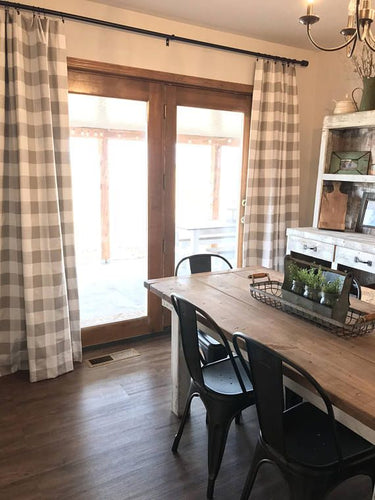 Farmhouse Tan Buffalo Check Curtains  Modern Farmhouse Curtains Custom made Custom-made drapery modern farmhouse in designer buffalo check plaid linen beautiful tan buffalo check pattern from the U.S.  Linen drapes 