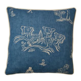 This Kit Kemp for Andrew Martin blue decorative pillow measures 22