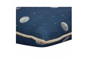 This denim blue Over the Moon Kit Kemp for Andrew Martin decorative pillow measures 16"H x 24"L. Features painterly moons and speckled stars acting as polka dots. Detailed with contrasting stone velvet piping. The cover is handmade in the UK and includes a feather insert made in the USA.