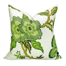 Custom made Schumacher Hothouse Verdance Celerie Kemble 100% linen fabric pillow cover. Green symbolizes renewal & growth, a lively color creates an enchanting bedroom! A classic tree of life pattern with a twist. The dramatically scaled print combines stylized exotic motifs with an au courant palette. Also available as a wallcovering