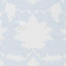 Custom-made Schumacher Garden of Persia modern cordless roman shade in the color Blue & White floral created by katemarcellahome. This linen fabric is the most fashionable pattern for your space this season. Inspired by an antique Persian carpet, this large-scale, graphic print by Mary McDonald features symmetrical silhouettes of flowers and leaves. Also available as a wallpaper.