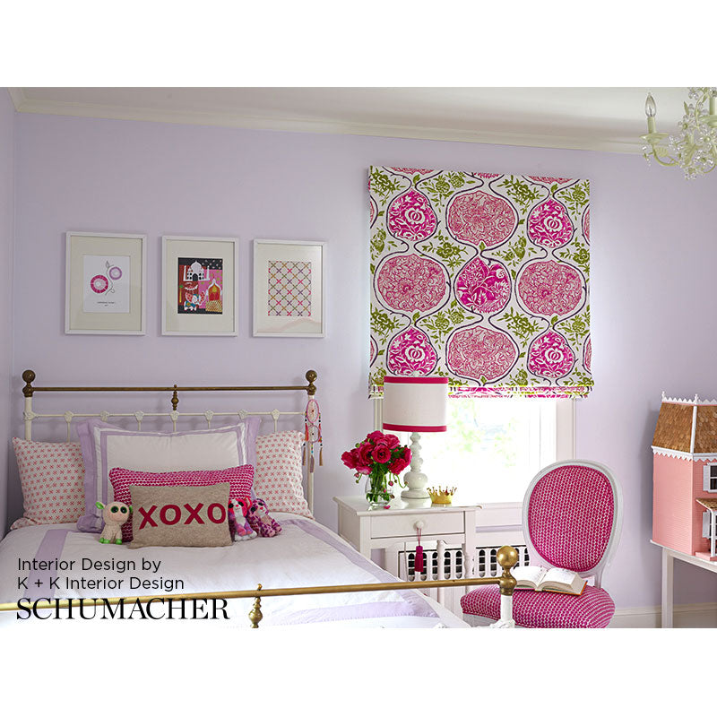 Schumacher Modern Roman Shade Katsugi Fuchsia & Chartreuse