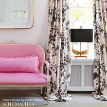 Custom-made curtains in high-end, designer Schumacher Pyne Hollyhock fabric created in our professional workroom by one of our expert craftsman. This chintz pattern was famously used by designer Albert Hadley for his client Nancy Pyne. It's one of our most sought-after designs. Also available as a wallcovering.  